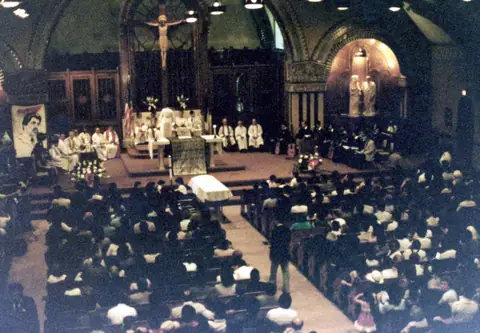 Rudy Lozano's funeral at St. Pius V Church, Pilsen, June 1983